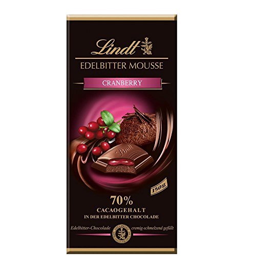 Lindt und Sprüngli Mousse Cranberry mit dunkler Bitterschokolade 150g die dunkle Schokolade mit 70% Kakao