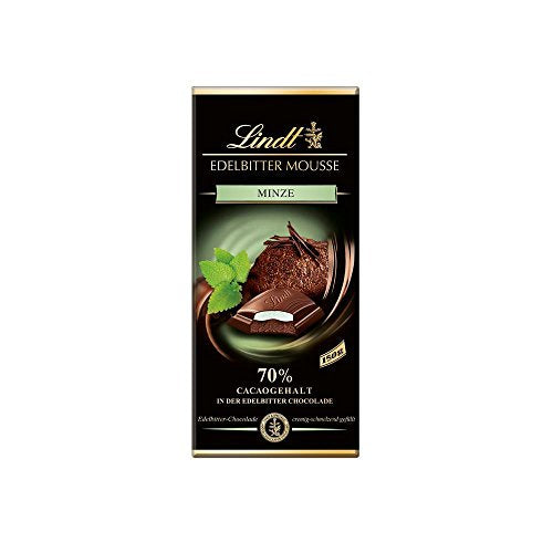 Lindt und  Sprüngli Edelbitter Mousse Minze 150 g dunkle Schokolade mit 70% Kakao