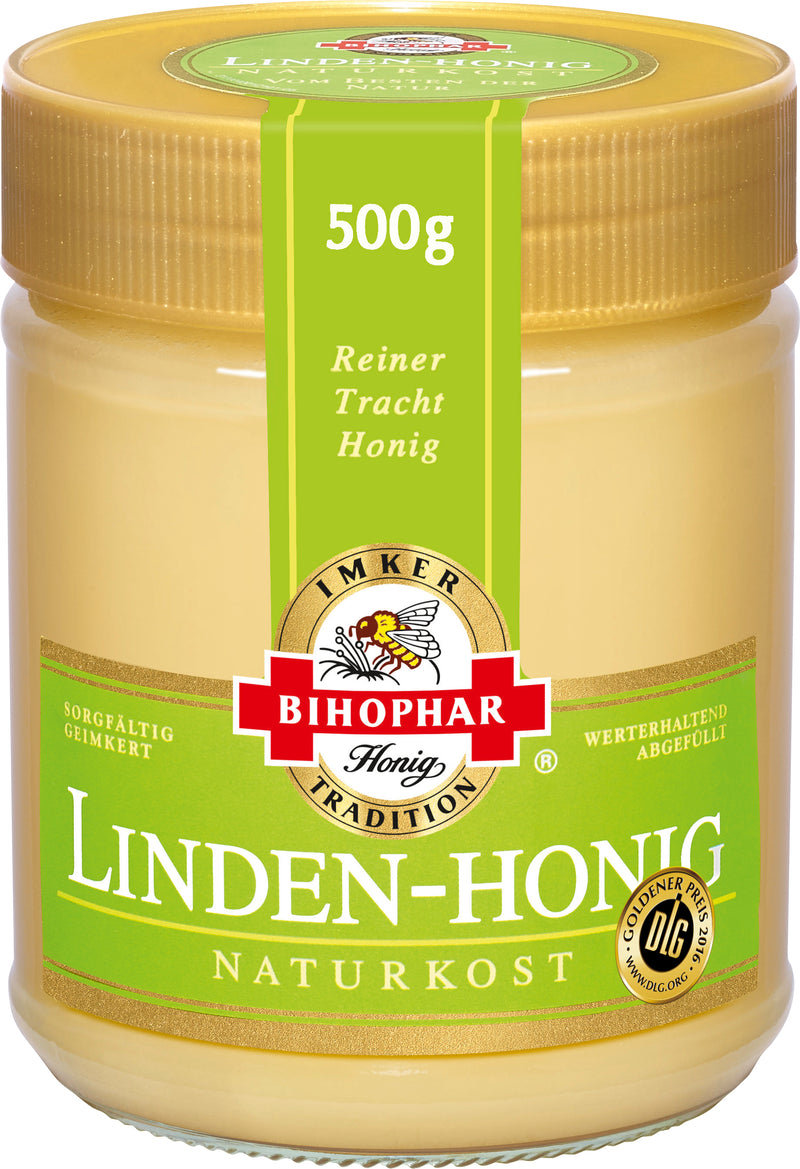 Bihophar Linden Honig Naturkost Reiner Trachthonig im Glas 500g  feincremige und streichzarte Konsistenz macht ihn zum idealen Brotaufstrich