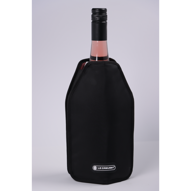 LE CREUSET Aktiv Weinkühler für Wein oder Champagner Schwarz zum schnellen Herunterkühlen von Wein oder Schaumweinflaschen auf Trinktemperatur