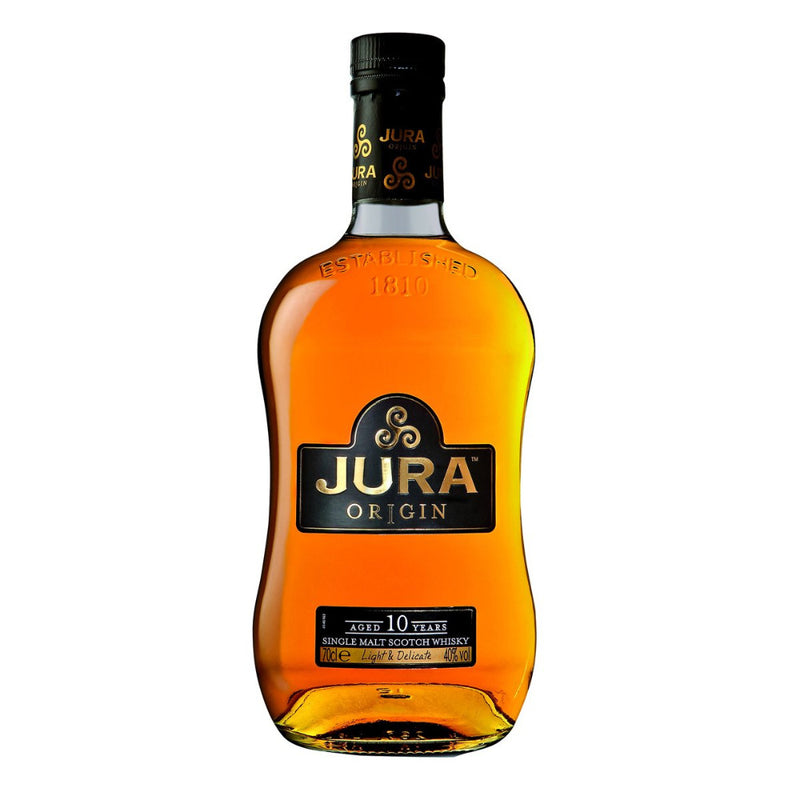 Jura Origin Single Malt Whisky 10 Jahre Light und Delicate der rauchig nussig schmeckt mit einem leicht medizinischen Aroma 700ml 40%Vol