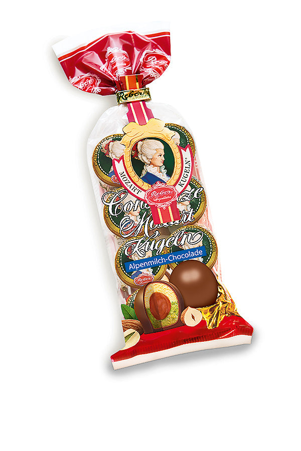 Constanze Mozart Kugeln umhüllt mit 2 Schichten Alpenmilch Schokolade 160g