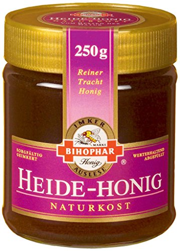 Bihophar  Heide Honig  500g Dieser Naturkost Honig besticht durch seine schöne rot bräunliche Farbe seinen kräftigen Geschmack