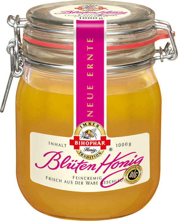 Bihophar Blüten Honig feincremig zart duftig aromatisch 1000g feincremige und streichzarte Konsistenz macht ihn zum idealen Brotaufstrich