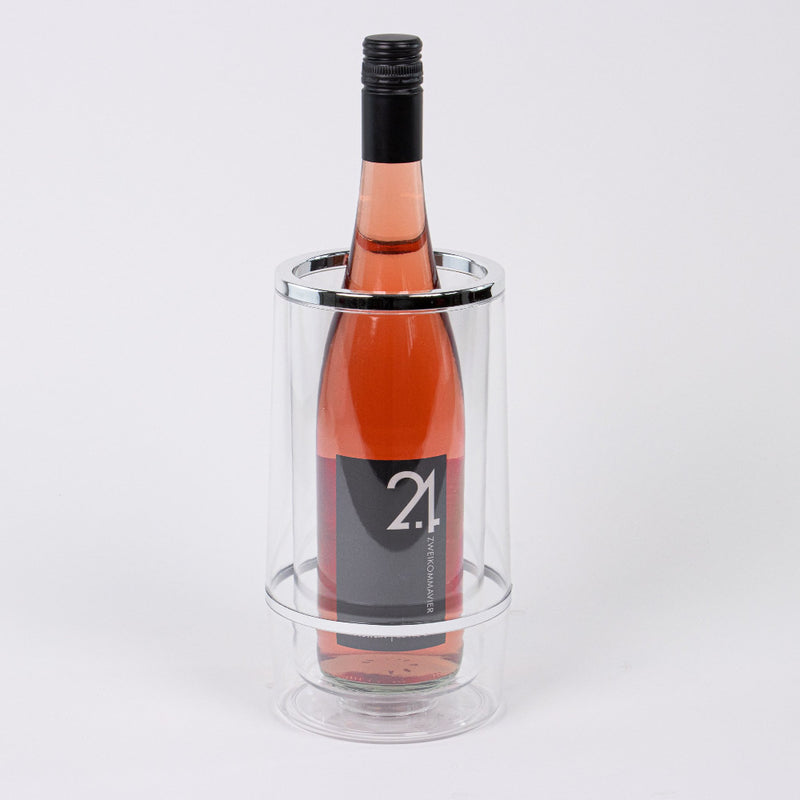 APS Flaschenkühler transparent doppelwandig für beste Isolierung mit Chromrand