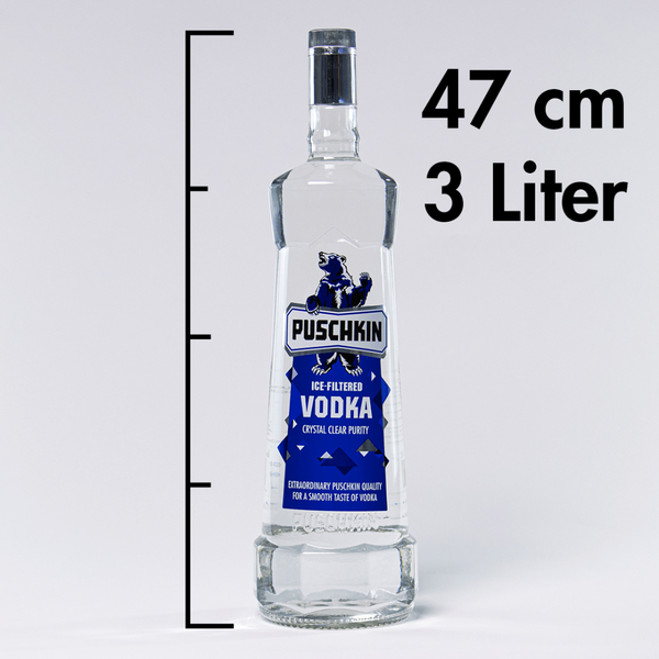 Puschkin Vodka 37,5% Vol 3000ml  ist besonders rein kristallklar und mild durch Eisfiltration verfeinert