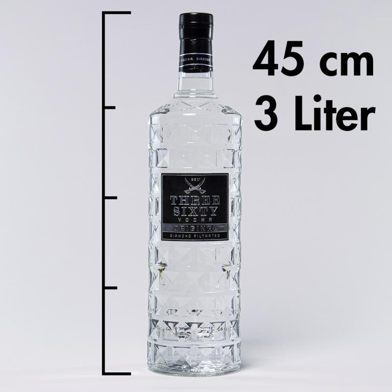 THREE Sixty Vodka 37,5% Vol 3000ml  ist geschmackvolle Exklusivität