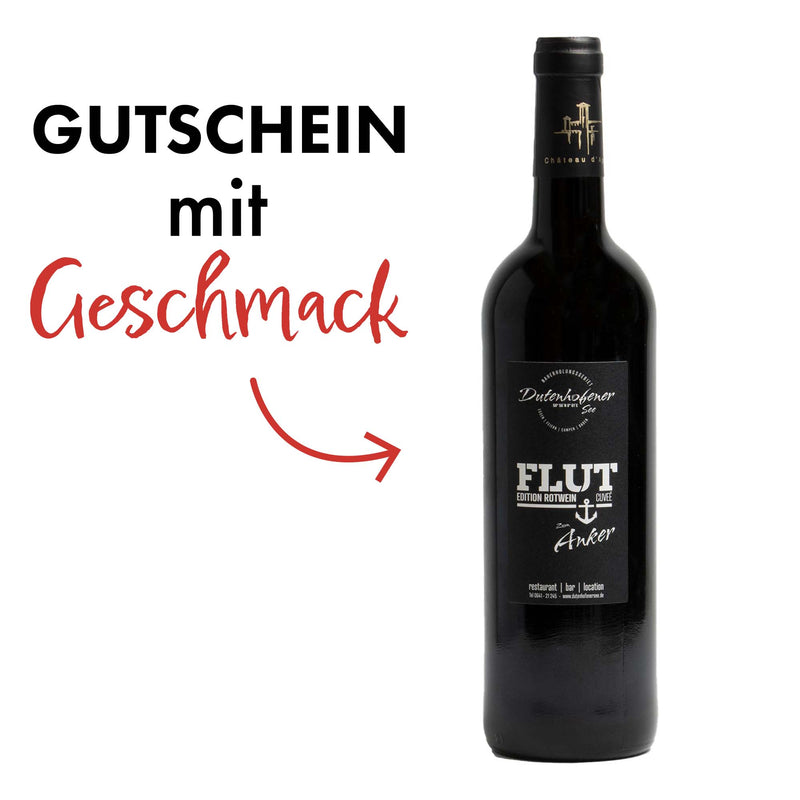 Gutschein ab 25 € + Dutenhofener See Flut Edition Rotwein 13,5%  750ml