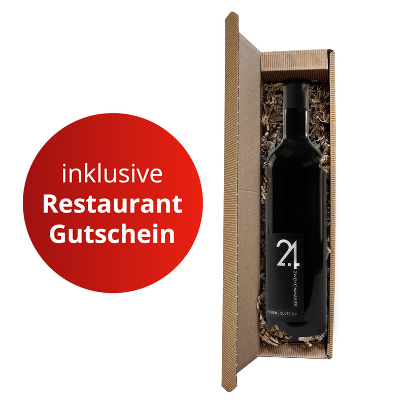 Gutschein ab 25 € + Zweikommavier Rotwein Cuvée 750ml 13% Vol.