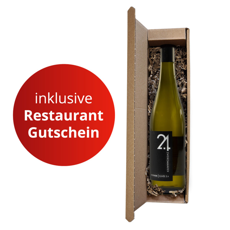 Gutschein ab 25 € + Zweikommavier Weisswein Cuveé 750ml 13,0%